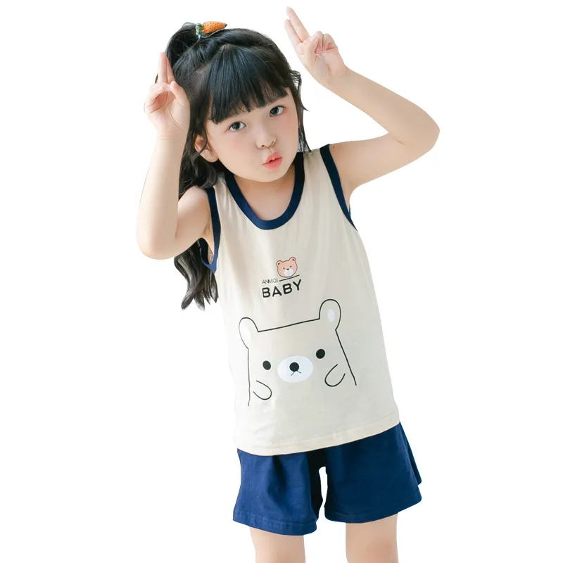 Новинка весна-лето 2019 Детский яркий комплект домашняя одежда жилет без рукавов