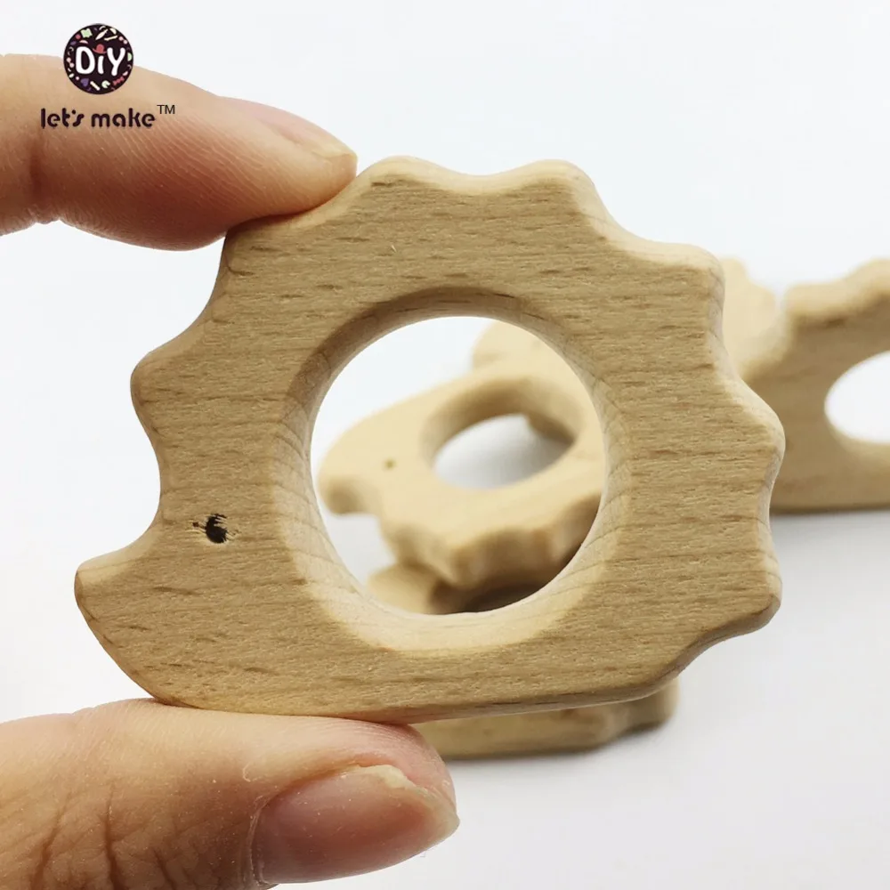 Let's make-mordedor ecol&oacute;gico para beb&eacute;, Animal de madera de haya, erizo/puercoespina, sonajero de dentici&oacute;n, juguetes inspirados en Montessori, 20 Uds.-3
