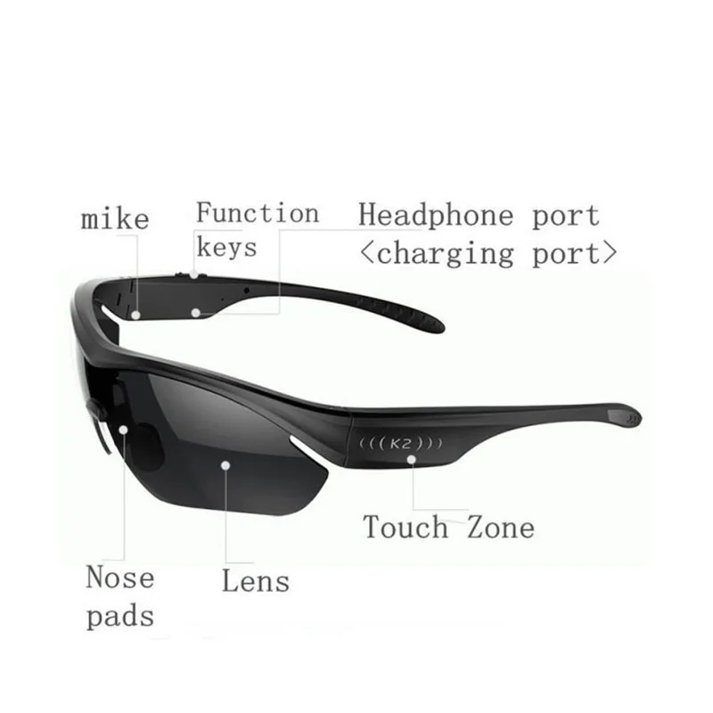K2 Smart Touch Polarized Sunglasses Bluetooth 4.0 Stereo Headphone Headset Voice Control w/ Mic For iPhone Samsung LG Xiaomi HTC |