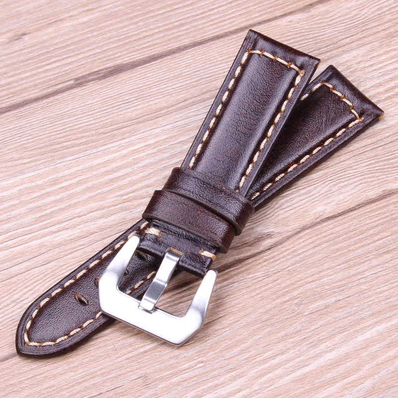 Ретро часы ремешок из натуральной кожи коричневый для мужчин 20 22 мм Мягкие