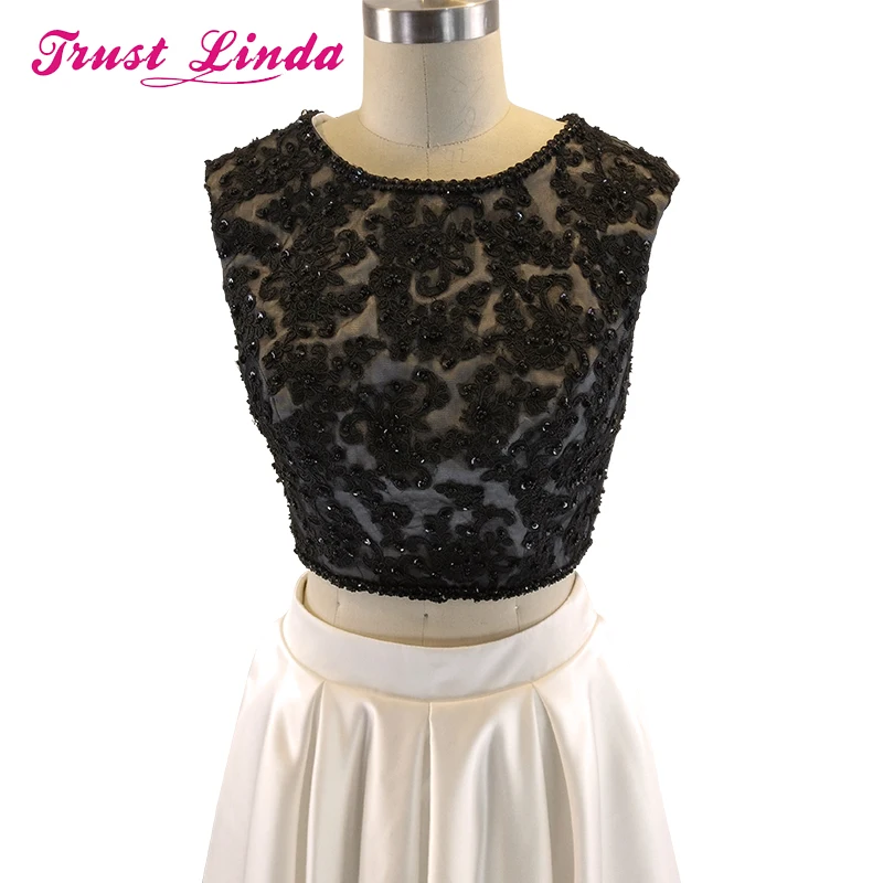 Бисероплетение сексуальный круглый вырез черный топ платье для выпускного