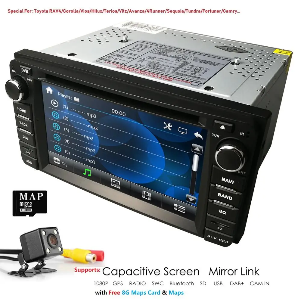 2 din Автомобильный Радио gps автомобильный dvd-плеер для Toyota Corolla Auris Fortuner Estima vios Innova