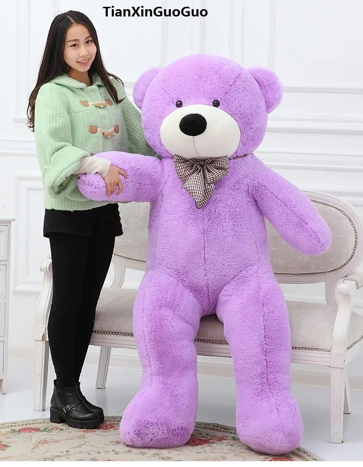 

huge 180cm fillings toy purple Teddy bear plush toy bowtie bear soft doll hugging pillow Christmas gift b2785