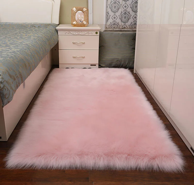 pink Пушистые ковры из искусственной шерсти прямоугольник Пол для гостиной спальни коврики обеденные домашний декор стол Прихожая моющийся ковер - Цвет: pink