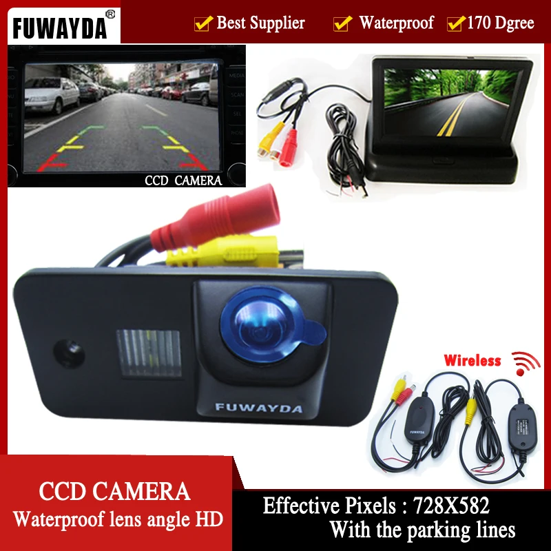 

FUWAYDA Wireless CCD LED Car Rear View Camera for AUDI A3 S3 A4 S4 A6 A6L S6 A8 S8 RS4 RS6 Q7 foldable 4.3 Inch LCD TFT Monitor