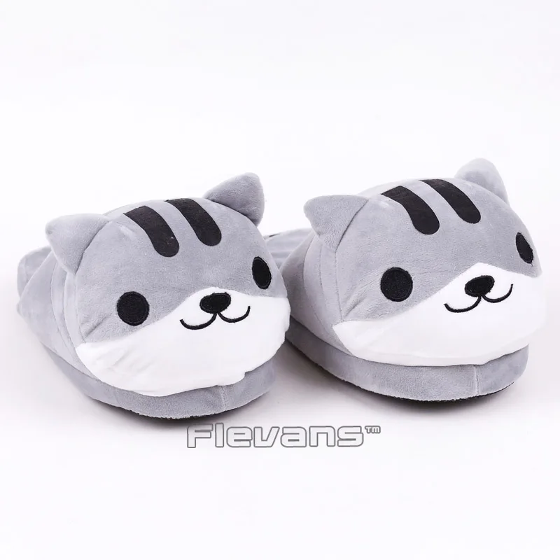 Kawaii/плюшевые тапочки с рисунком кота Неко Atsume; Домашние зимние тапочки; мягкие игрушки; куклы