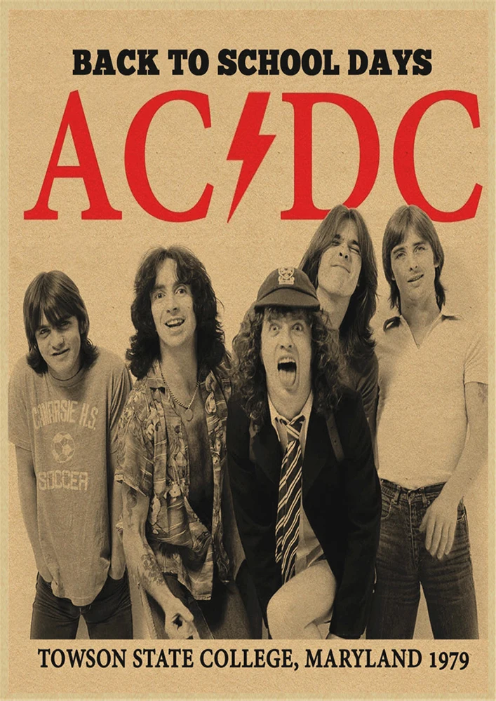 Рок-Группа ACDC Malcolm Angus крафт-бумага винтажный настенный плакат стикер - Цвет: Многоцветный