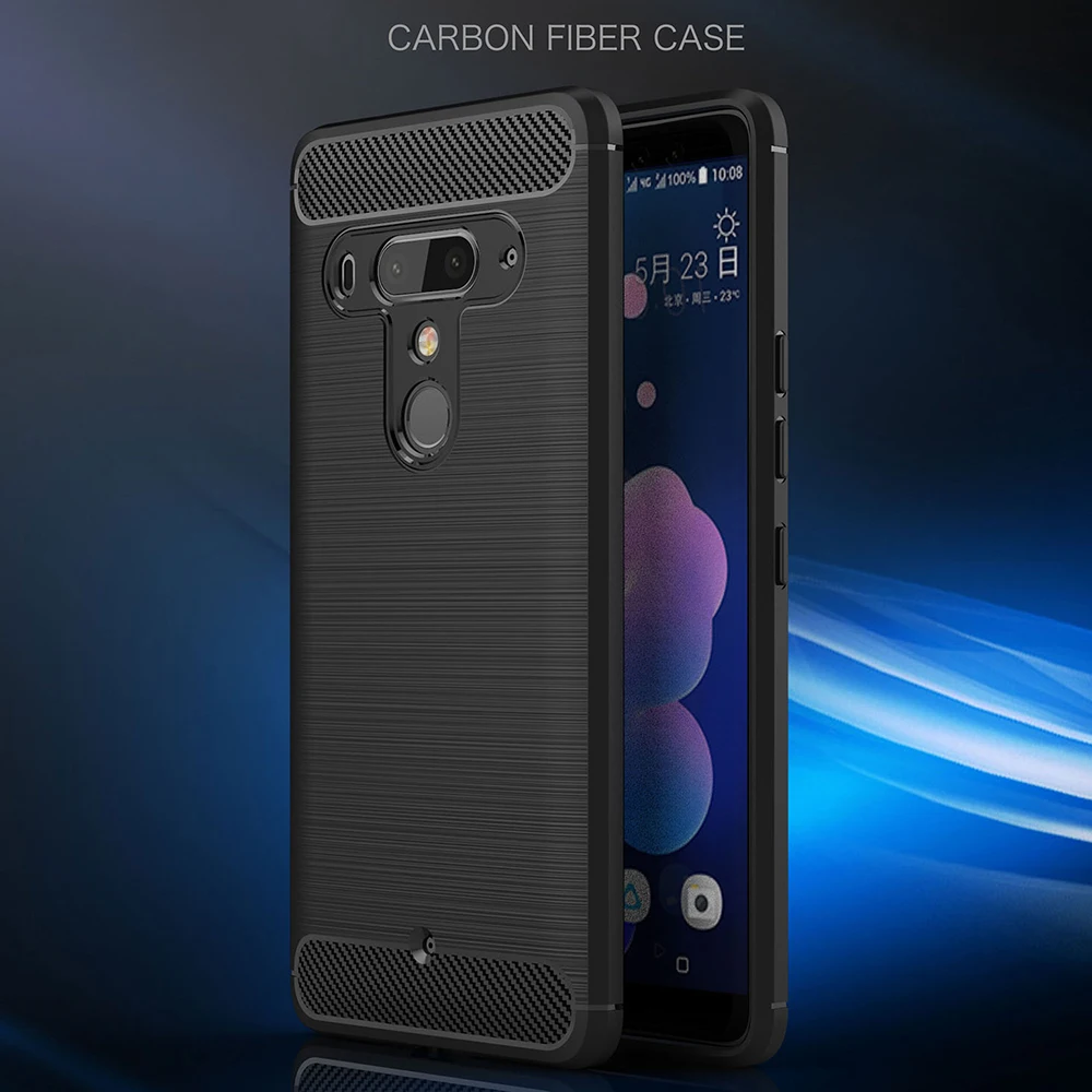 Для HTC U12 Plus чехол из углеродного волокна Мягкий ТПУ силиконовый матовый