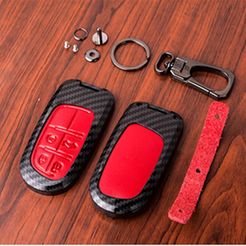 

Carbon fiber Car Key Case Cover For Jeep Grand Cherokee Compass Patriot Dodge Journey Chrysler 300C Renegade Car Key Shell