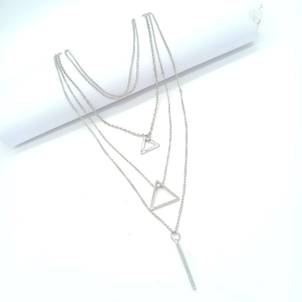 Многослойное колье геометрический Стильный Треугольник Элегантный Модный кулон