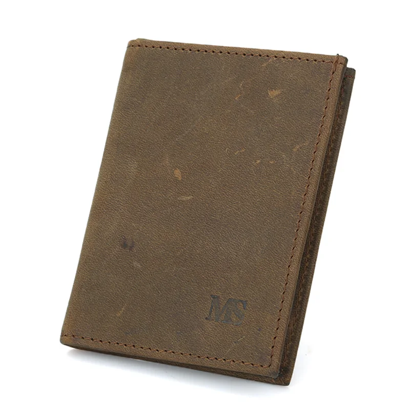 Кошелек MS из натуральной кожи высокого качества Мужской винтажный тонкий