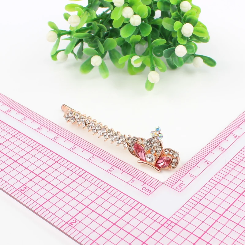 Hair jewelry rhinestones purple pink blue hair clip imperial crown shape brand alloy plated head accessories 1 piece | Украшения и