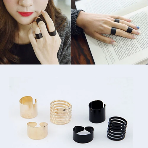 3 шт Панк Мода кольца для женщин 2019 девушки Anillos черный/золото стек простое