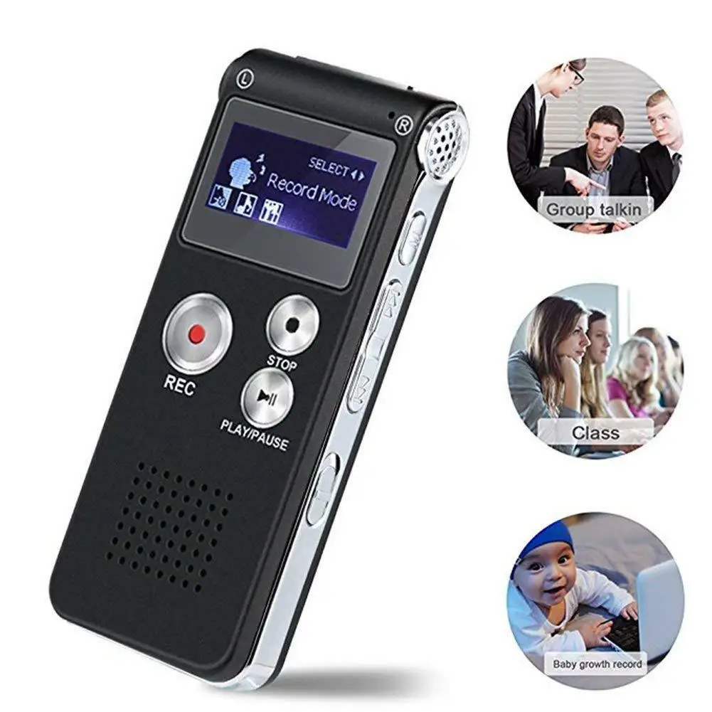 2019 Новая мода 8GB перезаряжаемый стальной цифровой звук диктофон MP3 плеер запись