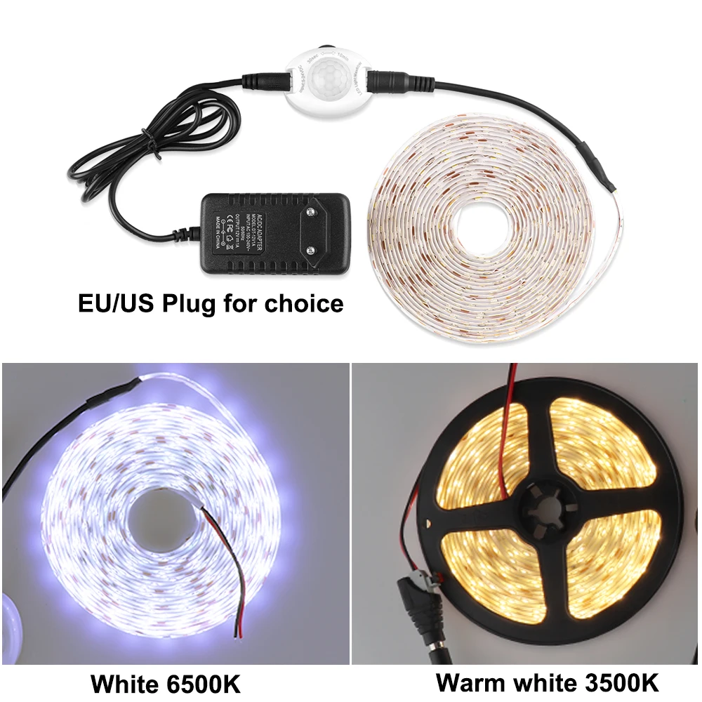 PIR Motion Sensor  LED Strip Light 1M  2M  3M  5M IP65 Wateproof for Indoor Home Sensor light Flexible Tape LED Strip 2835 images - 6