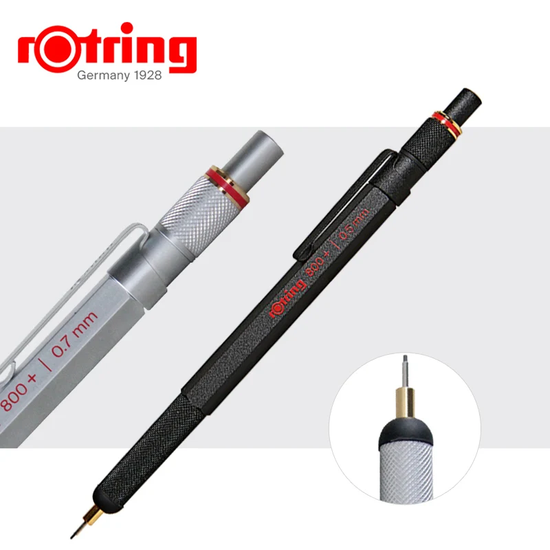 Механический карандаш Rotring 800+ 0,5 мм/0,7 мм серебристый/черный металл многофункциональная ручка карандаш для рисования, конденсаторная ручка, стилус