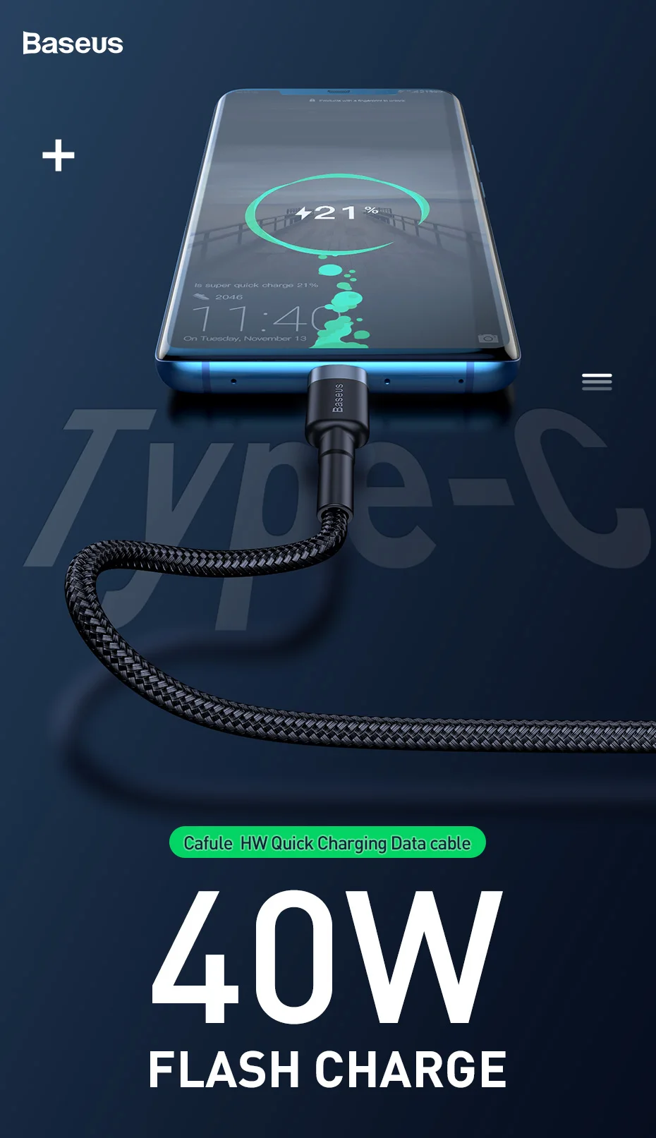 Baseus 5A usb type-C кабель для huawei mate 20 P30 P20 Pro Lite Быстрая зарядка USB-C Зарядное устройство USB C type-c кабель для Xiaomi Mi 9 8