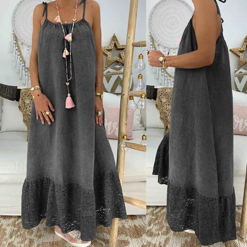 2019 новые модные женские камзол Длинные платья летние свободные пляжные вечерние