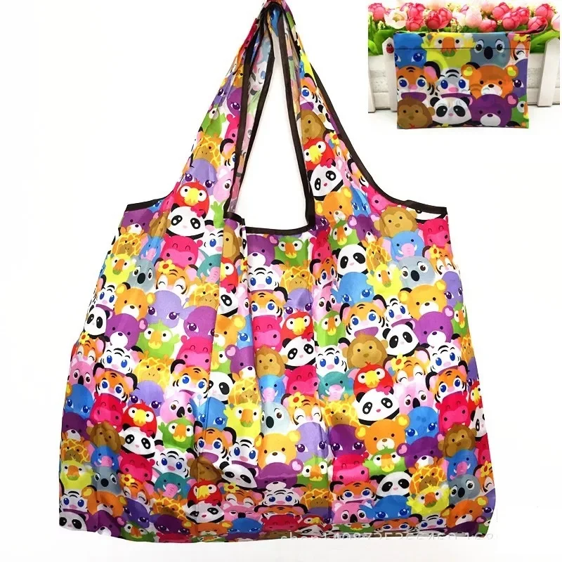 

New Waterproof Nylon Foldable Shopping Bags Reusable Storage Bag Eco Friendly Tote Bags Large Capacity W7285