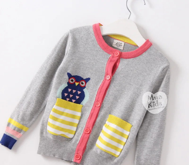 

winter knitted sweater girl 2019 new baby girl cardigan long sleeve cartoon owl printed toddler girl sweater pullover girls 2-7T