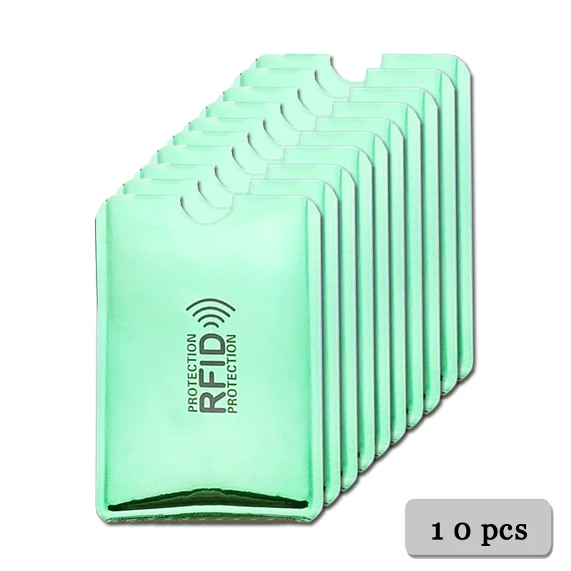 10 pcs Green 20 шт Анти Rfid Блокировка ридер замок банк держатель для карт ID банковский Чехол для карт студенческий милый ID карты Кошелек паспорт бизнес Bancaire - Цвет: 10 pcs Green