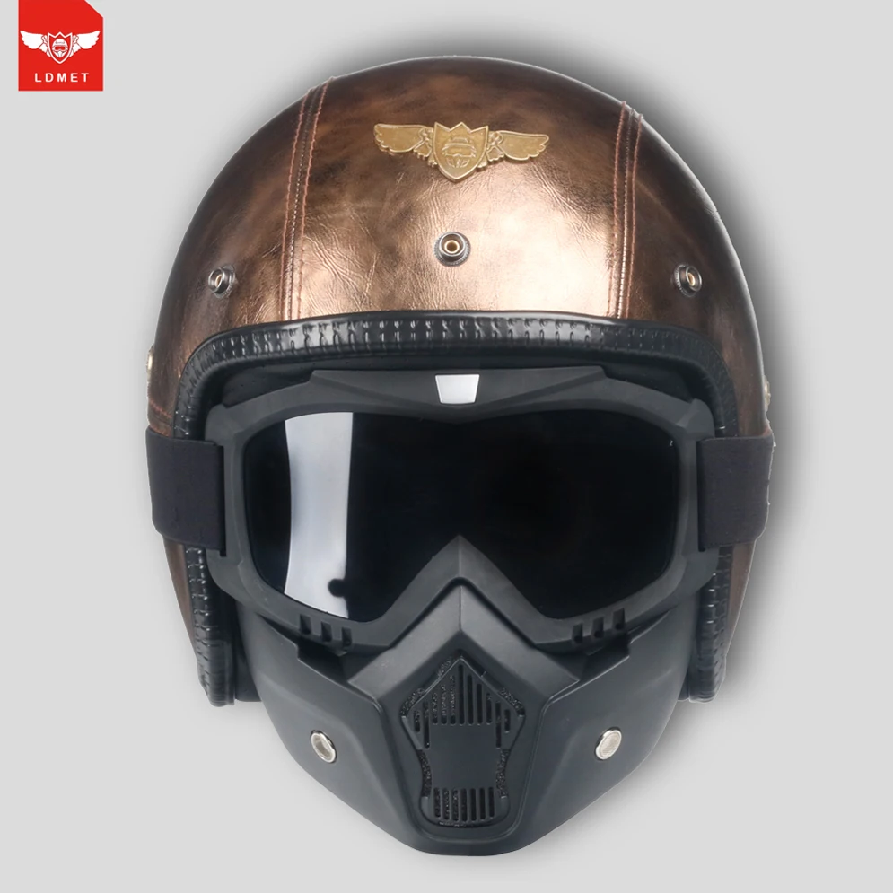 LDMET Кожа PU casco moto Винтаж moto rcycle шлем capacetes de moto ciclista панк Кафе racer с открытым лицом камуфляж