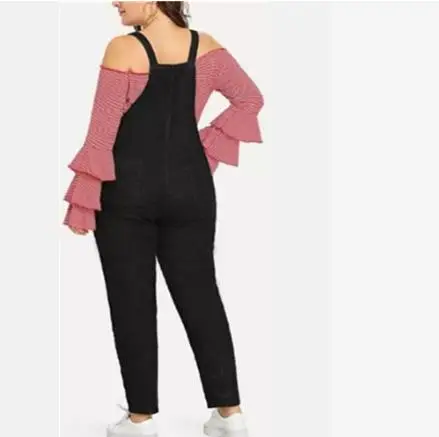 Женский Повседневный комбинезон черный большого размера плюс с открытой спиной