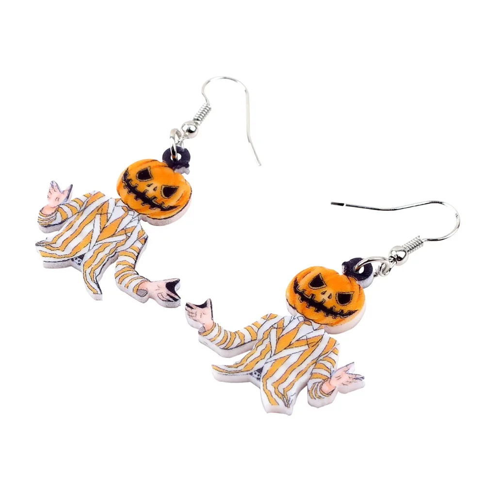 WEVENI акриловые серьги в виде тыквы на Хэллоуин для джентльменов большие длинные