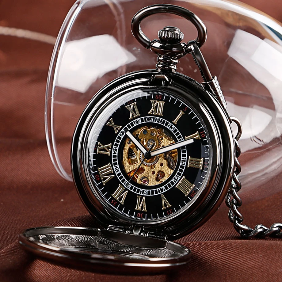 

Hot Sale Luxury Automatic Mechanical Pocket Watch Transparent Glass Cover Gift for Women Men Steampunk Exquisite Fob Watches