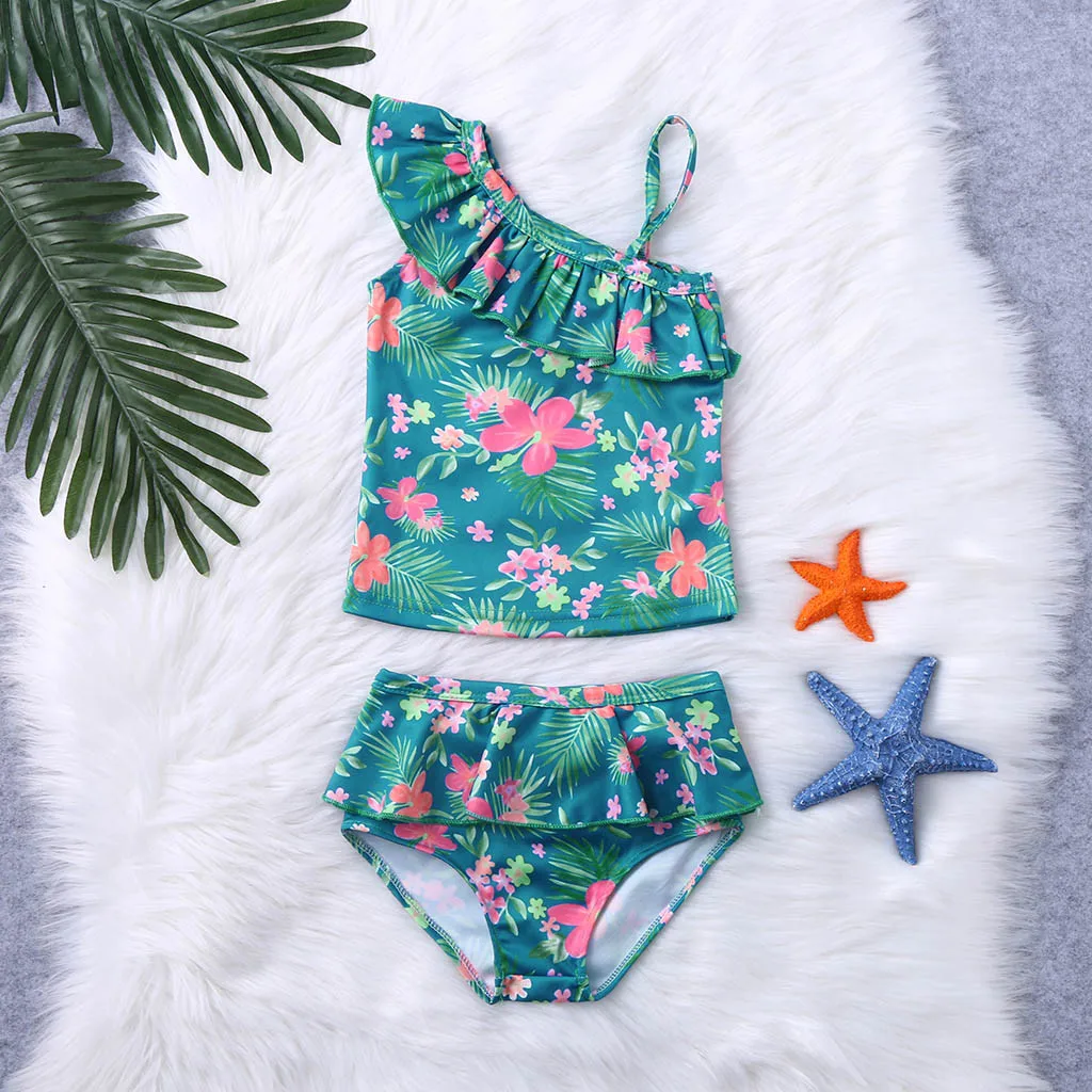 Одежда для купания маленьких девочек хлопковый купальник бикини из двух