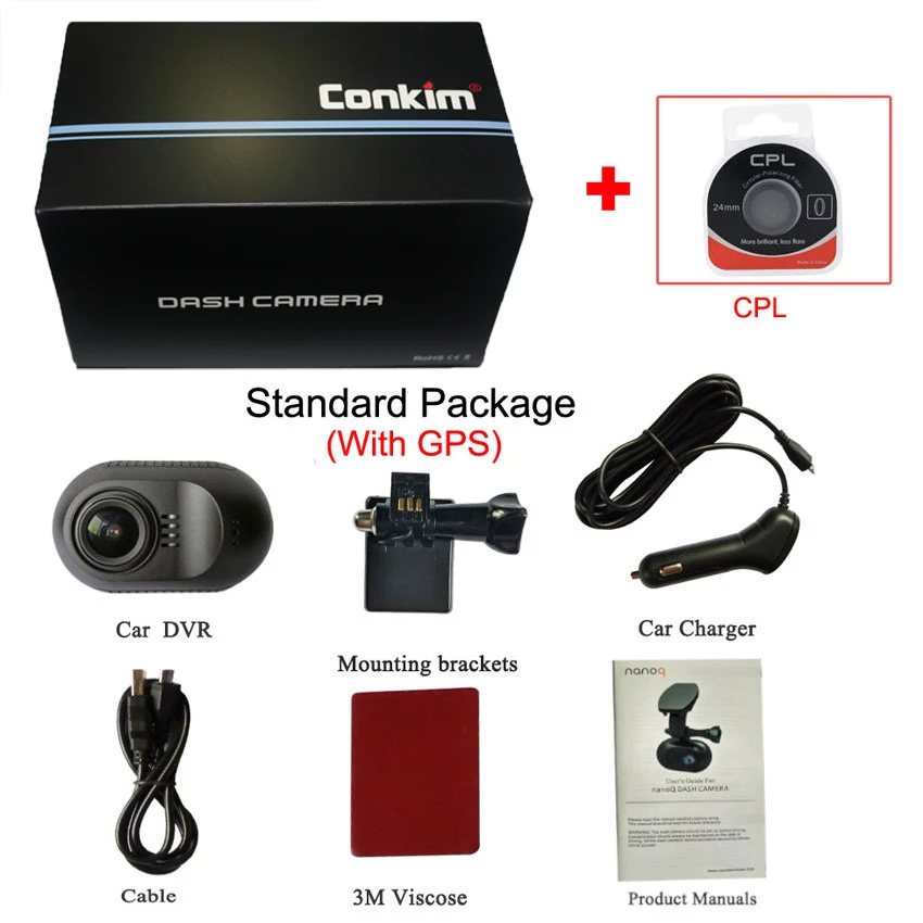 Conkim видео регистратор WI-FI Камера GPS Видеорегистраторы для автомобилей