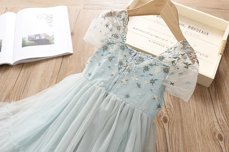 2019 детское платье принцессы с цветами для девочек Сетчатое из тюля дня рождения