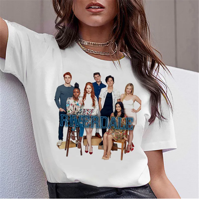 

Классическая женская футболка большого размера с надписью friends TV RIVERDALE в стиле Харадзюку, корейская модная одежда, уличные футболки