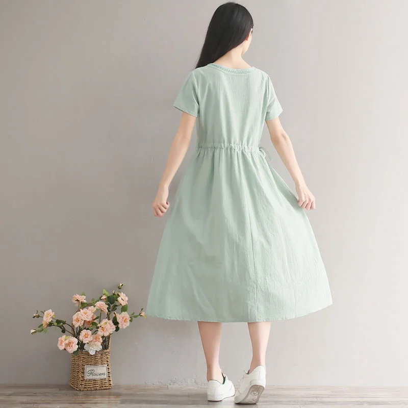 Mfelier летнее платье футболка Mori Girl с v образным вырезом и коротким рукавом
