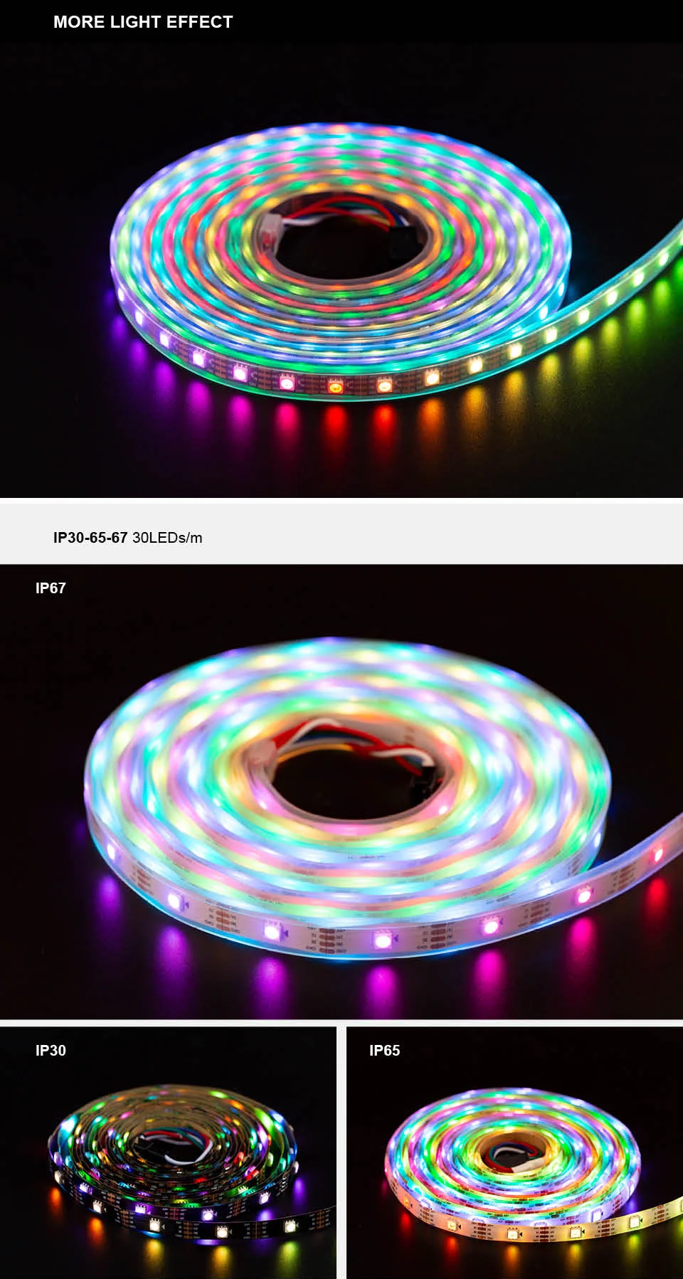 DC12V WS2815(WS2812B/WS2813) RGB светодиодный Пиксели полосы светильник двойной сигнала синхро-адаптер длиной 1 м/5 м индивидуально адресуемых СВЕТОДИОДНЫЙ 30/60/144 Пиксели/светодиодный s/m