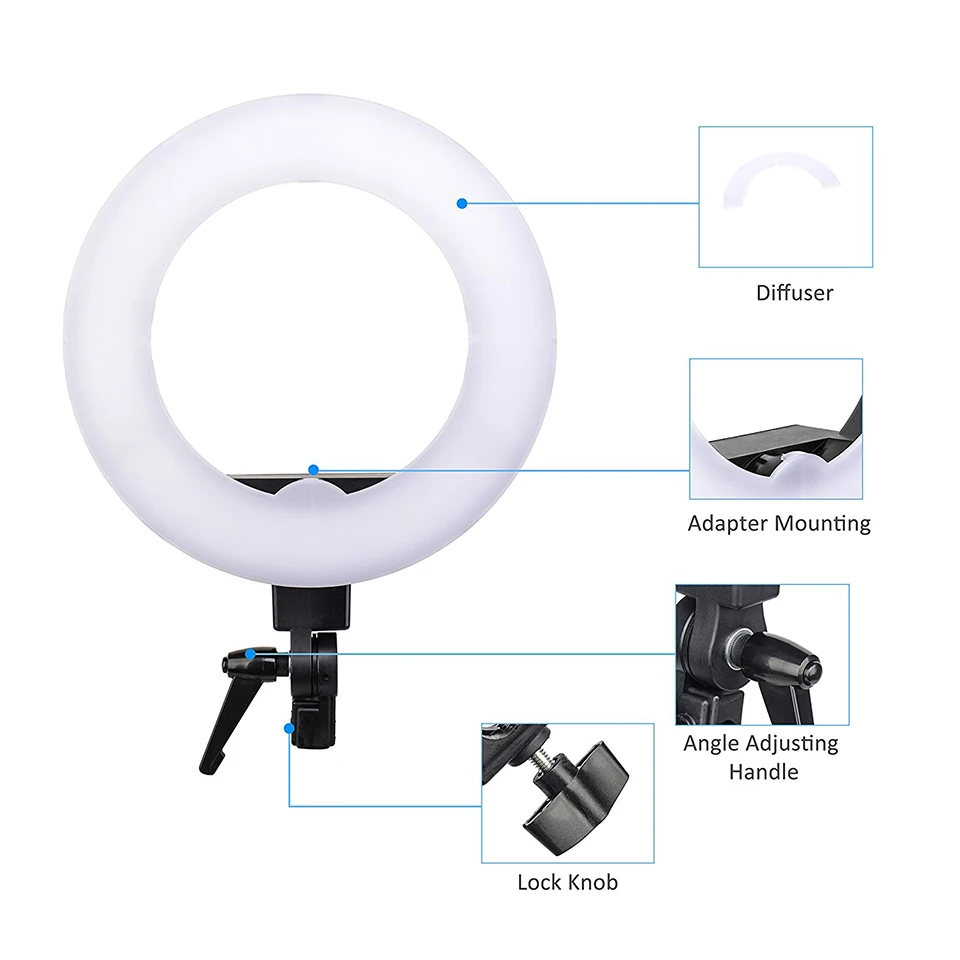 Светодиодный кольцевой светильник Cadiso с регулируемой яркостью для фотостудии