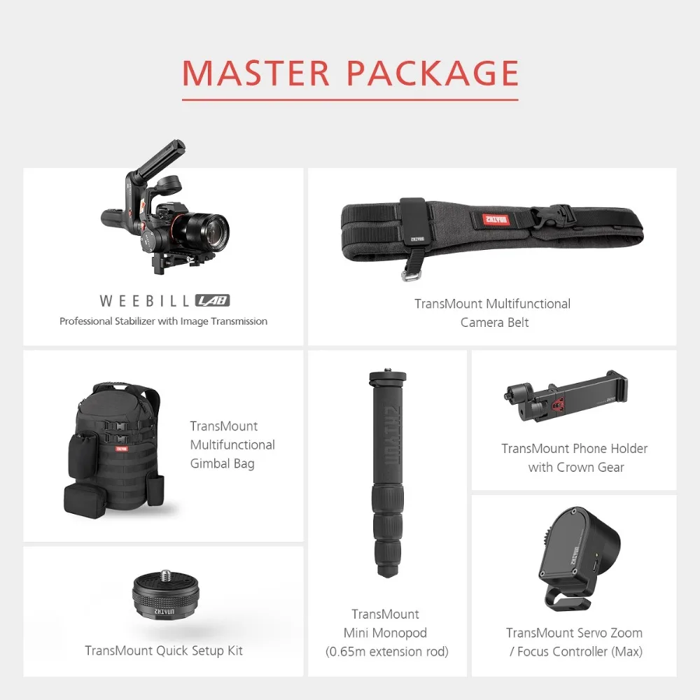 ZHIYUN Weebill лаборатории 3 оси ручной Gimbal беззеркальных Камера портативный стабилизатор с шарнирным механизмом для sony A7R3 A7S2 A7M3 A6300 A6500 GH5 - Цвет: Master A