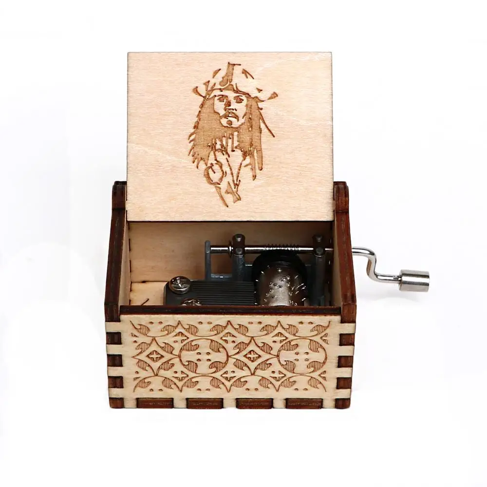 Wholesale Antique Carved Wood Hand Music Box Caribbean Pirate Birthday Gift Christmas Home Decoration | Дом и сад