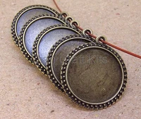 50pcs charm bezel pendant base fit 25mm1inch antique silver or bronze plated victorian 30mm round cameo base phone frame lm5