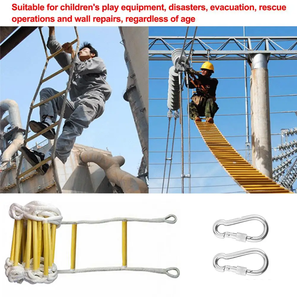 3M 5M Rope Ladder Soft Rescue Escape Ladder Emergency Work Safety Response Fire Rescue Rock Climbing Engineering Ladder
