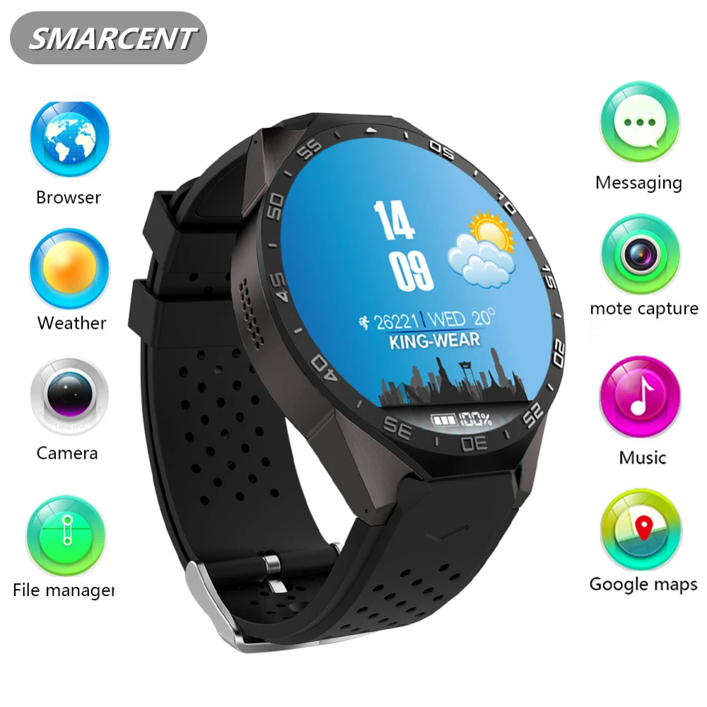 Смарт часы Smarcent Kw88 Android 5 1 ОС электроника 39 дюймов AMOLED MTK6580 умные телефон поддержка