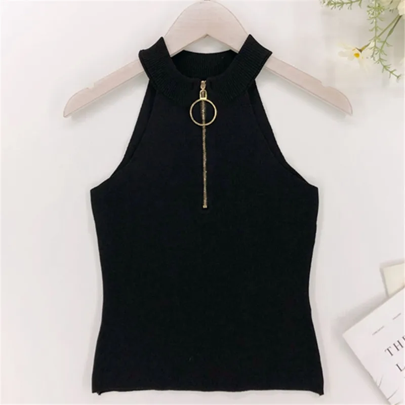 75069black blouse Woherb шикарная Сексуальная однотонная Корейская женская блузка с открытыми плечами, короткие рубашки без рукавов, новинка, модные вязаные Блузы 75069 - Цвет: 75069black blouse