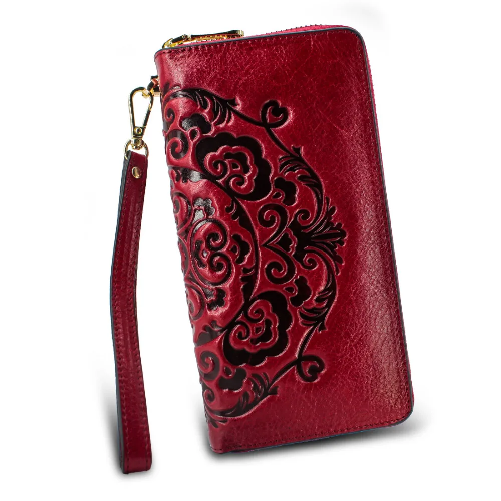 Genuine Italian wallet purses clutches all bags European and American style embossed tassel zipper multi-card position | Багаж и сумки