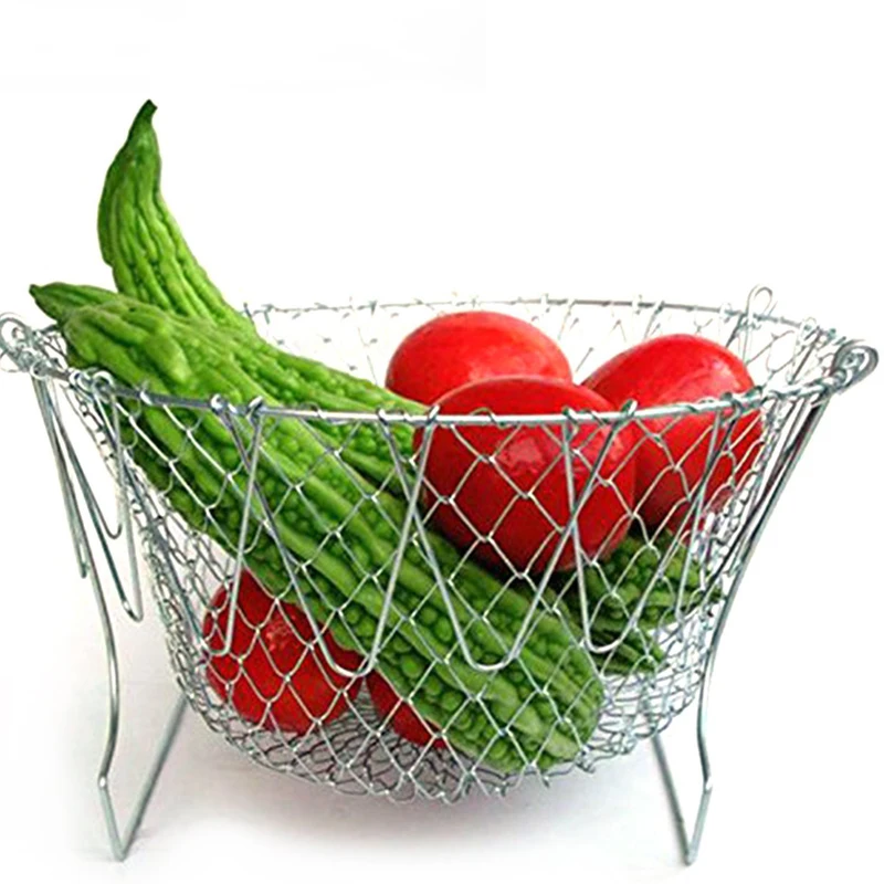 Высококачественная Складная промывка паром деформации Fry French Chef Basket Волшебная