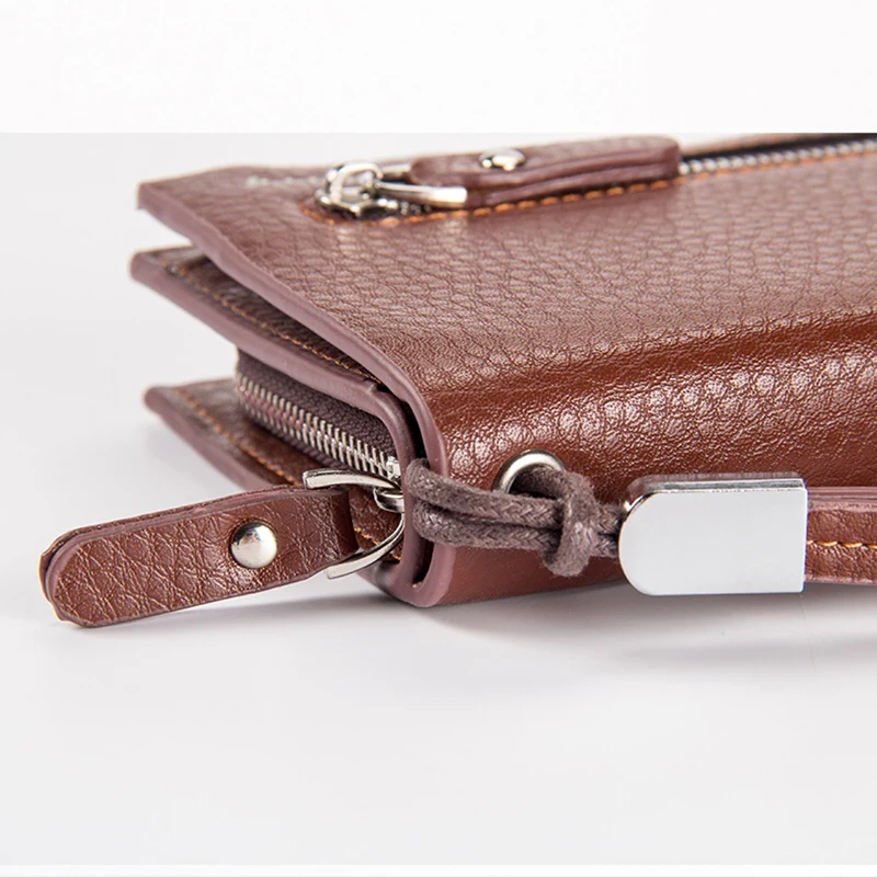 Мужские бумажники длинный Карманный Кошелек на молнии мужской клатч кожаный