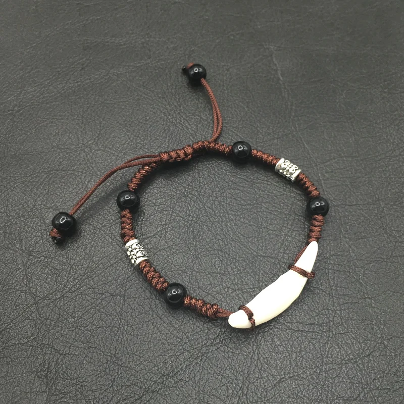 Плетеный вручную деревянный Амулет из бисера тибетские клыки браслет с