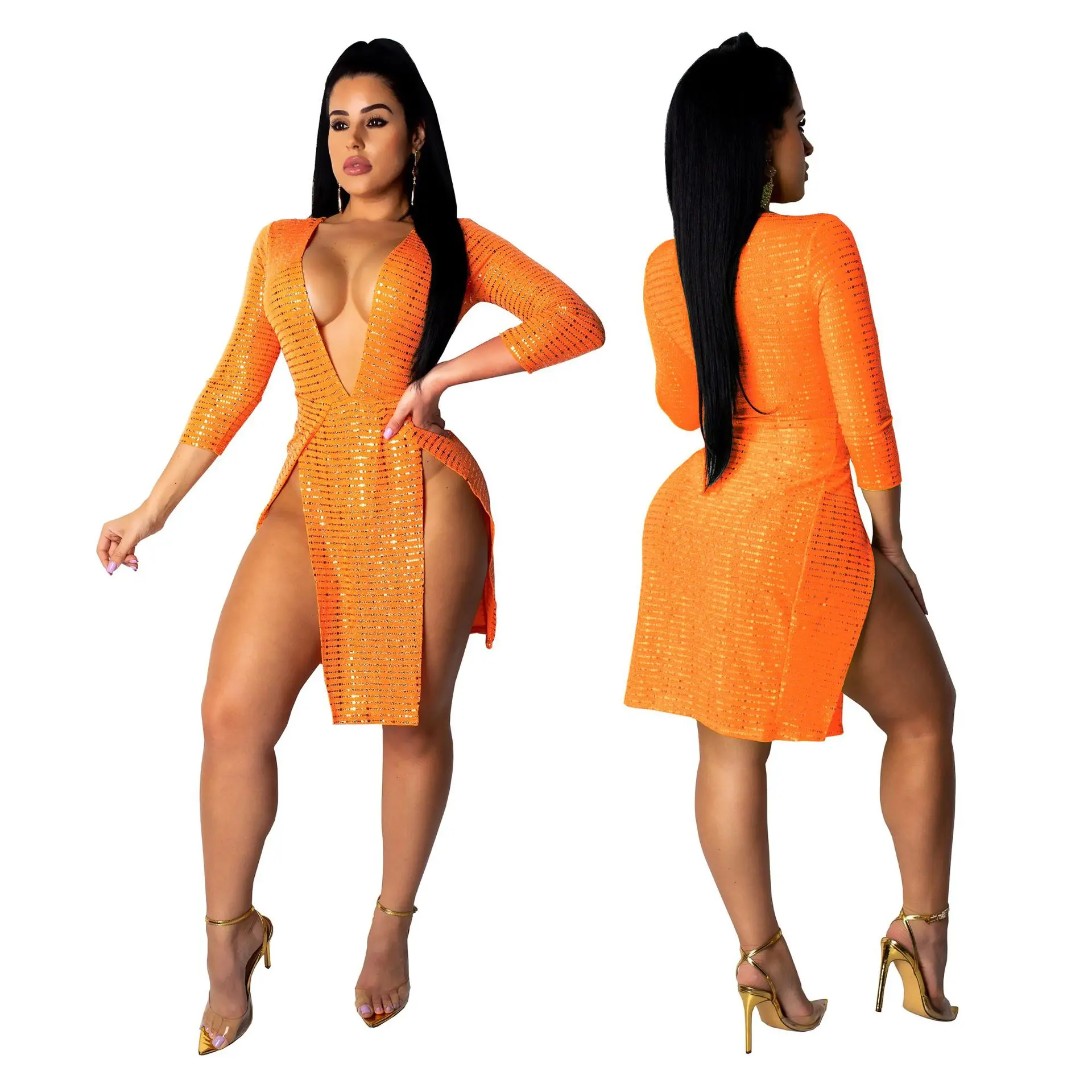 2019 Новое Женское летнее горячее сверление со стразами глубокий v-образный вырез