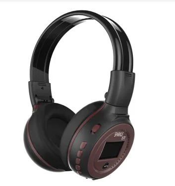 Высококачественные складные HiFi стерео беспроводные Bluetooth наушники с светодиодный экраном fm-радио слот Micro-SD - Цвет: brown