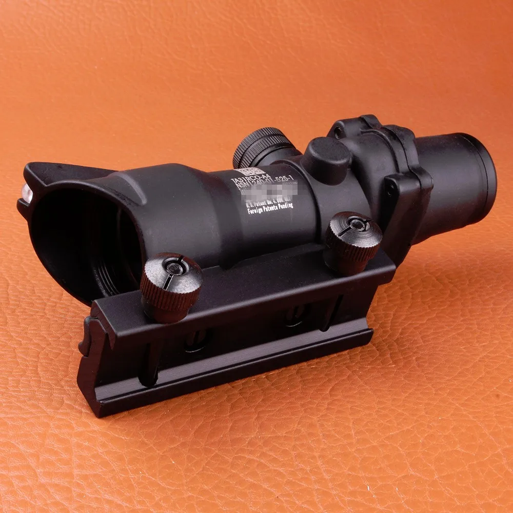 Hunting ACOG 4X32 SCOPE Fiber Source Red Green Orange Illuminated Scope Black Tan Color Tactical Riflescope