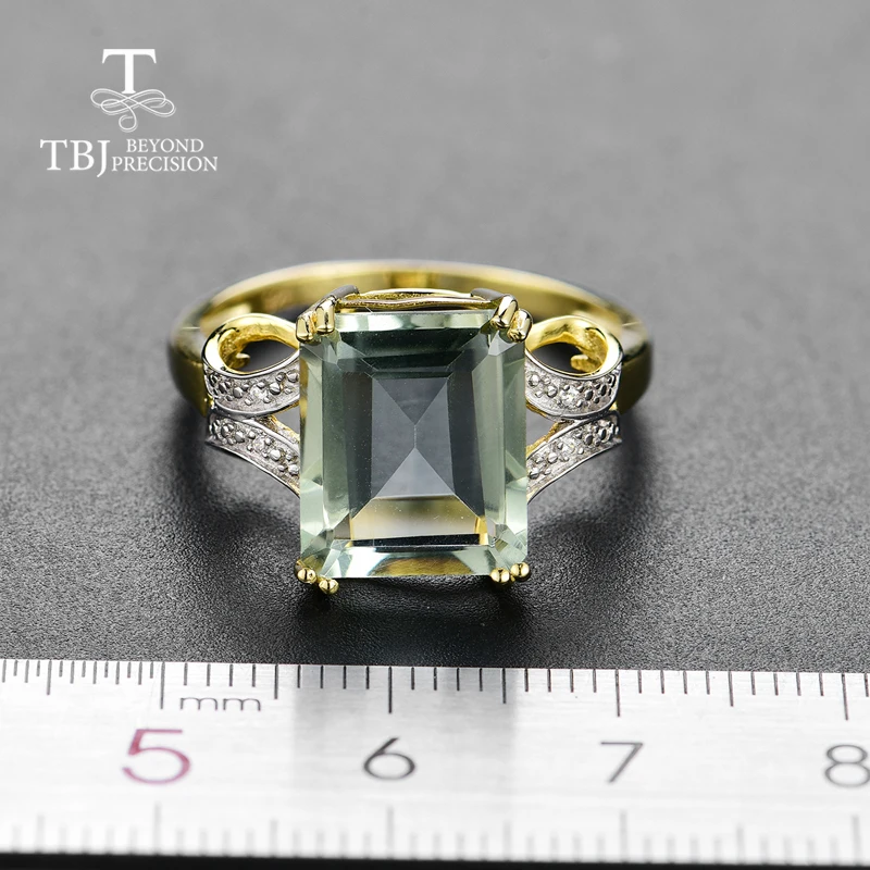 Женское кольцо из с аметистом празиолита TBJ подарочное украшение натуральным